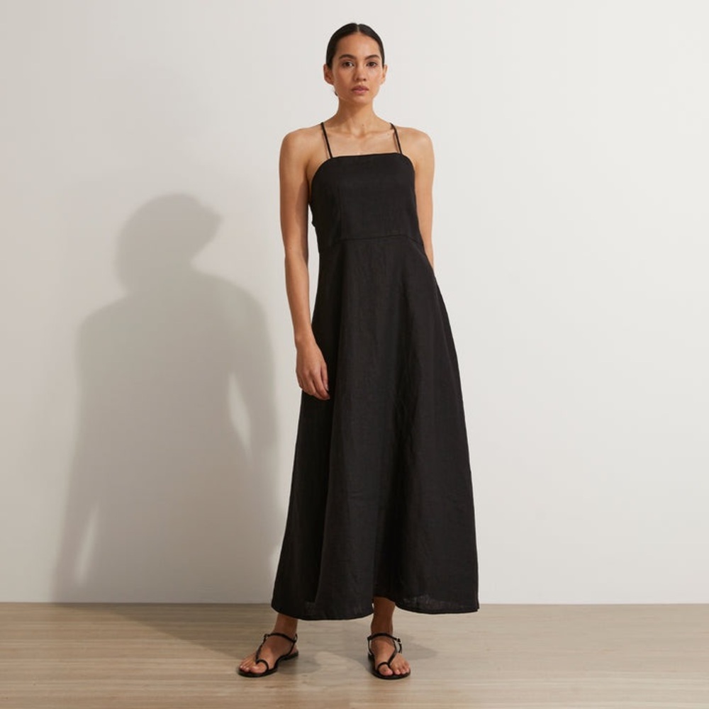 Cultiver x the Curated Mari Linen Dress in Black